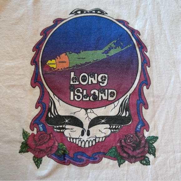 Vintage Grateful Dead Inspired Long Island White Cotton Tee Size Small - Picture 8 of 8